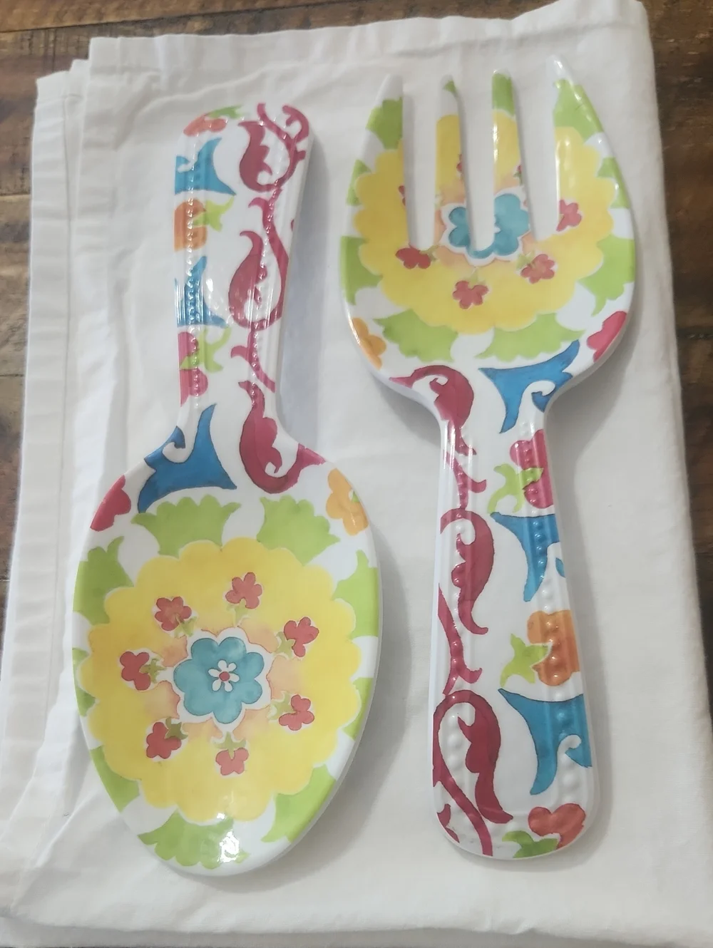 Tommy Bahama Floral Salad Fork & Spoon Set